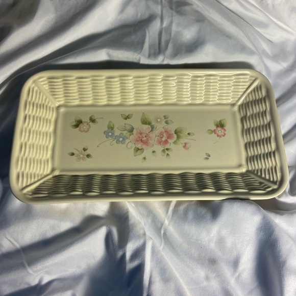 Pfaltzgraff Tea Rose Platter Bread Serving Tray Vintage floral ceramic pottery - Picture 1 of 11